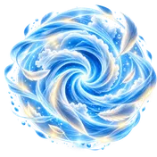 Emblème de l'Esprit de l'Air : un souffle en spirale de plumes, de nuages et de lumière