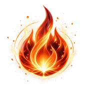 Emblème de l'Esprit du Feu : une flamme lumineuse entourée d'un halo de lumière dorée